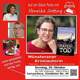 Einladung zu einer kulinarischen Lesung in Münster mit Krimiautorin Henrike Jütting und Torten nach den Originalrezepten des Café Grotemeyer